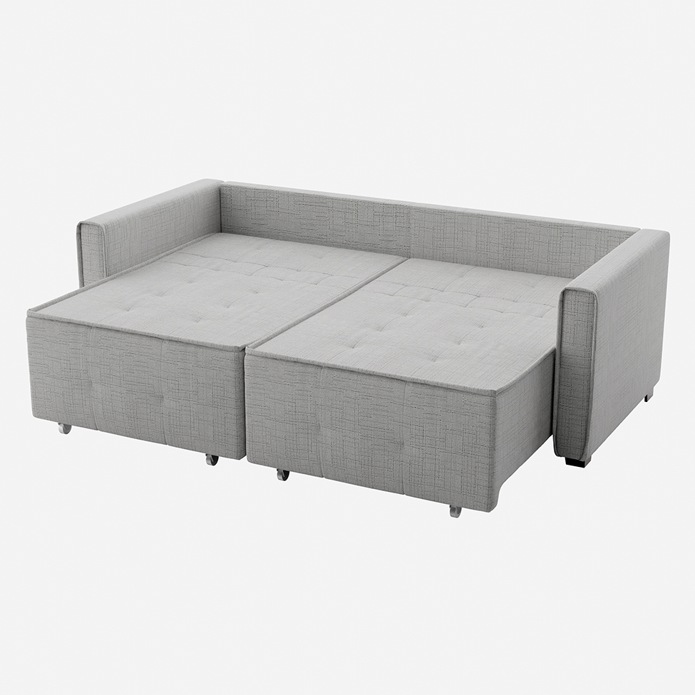 Sofá-Cama Casal 3 Lugares Onix Linho Cinza 220 cm