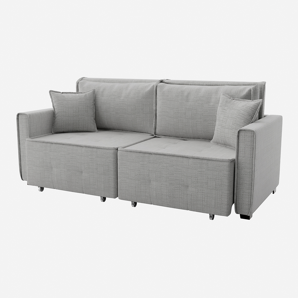 Sofá-Cama Casal 3 Lugares Onix Linho Cinza 220 cm