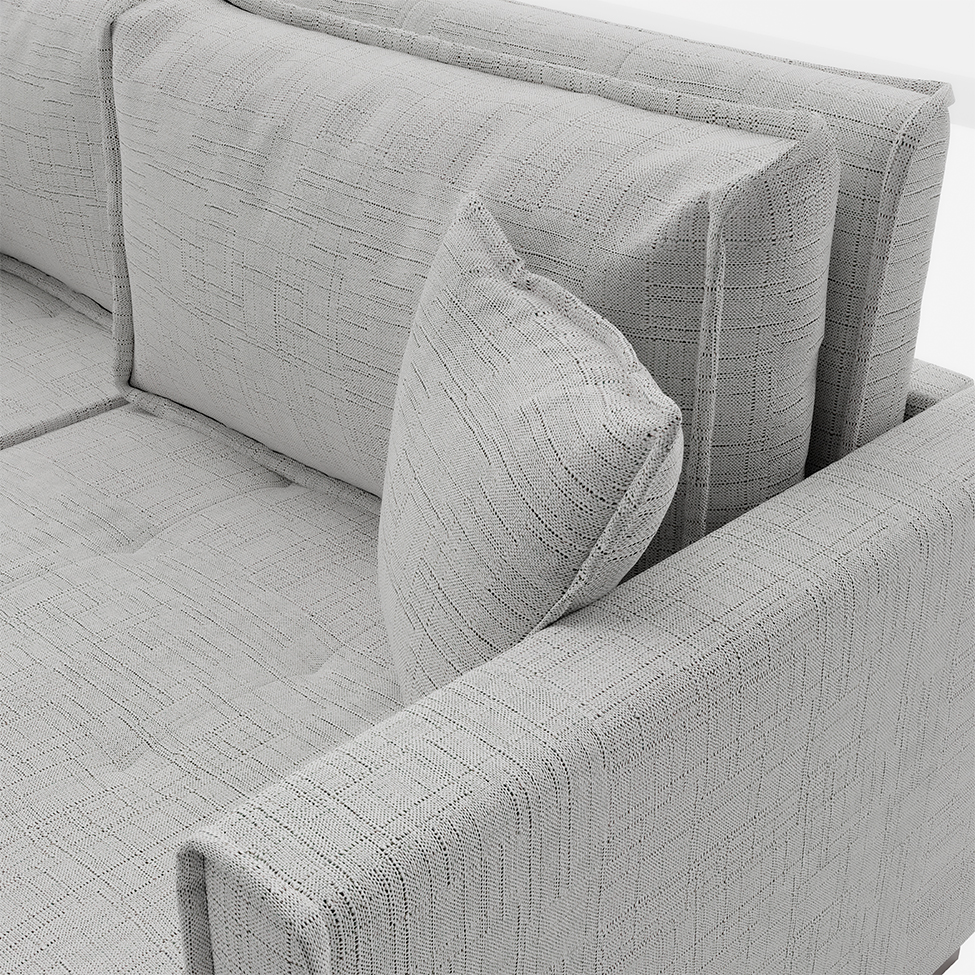 Sofá-Cama Casal 3 Lugares Onix Linho Cinza 220 cm
