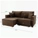 Sofá-Cama Casal 3 Lugares Onix Veludo Café 220 cm