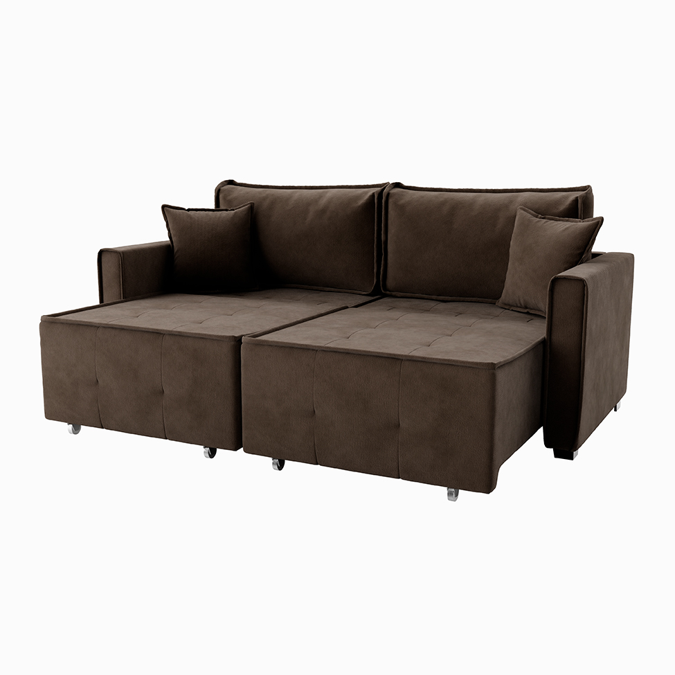 Sofá-Cama Casal 3 Lugares Onix Veludo Café 220 cm