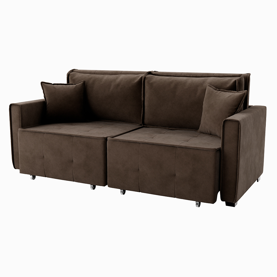 Sofá-Cama Casal 3 Lugares Onix Veludo Café 220 cm
