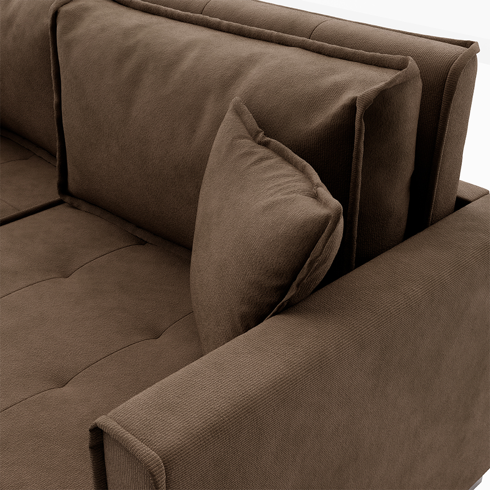 Sofá-Cama Casal 3 Lugares Onix Veludo Café 220 cm