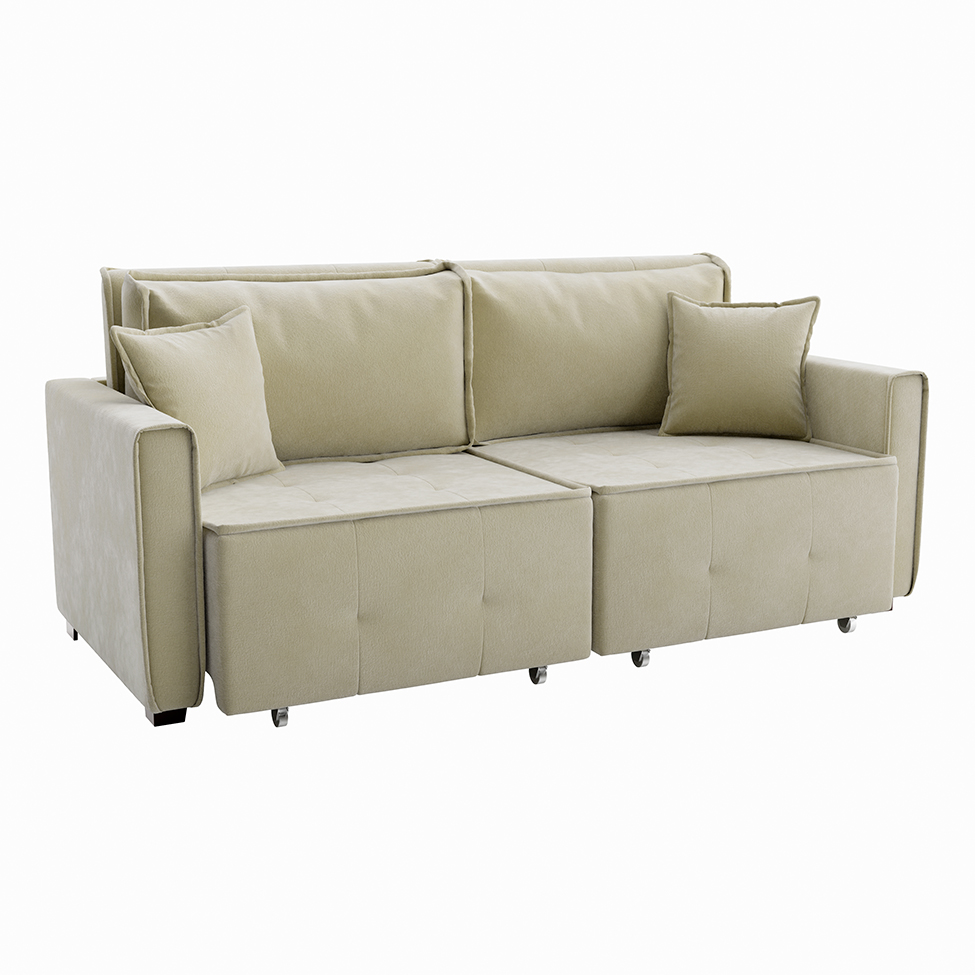 Sofá-Cama Casal 3 Lugares Onix Veludo Capuccino 220 cm
