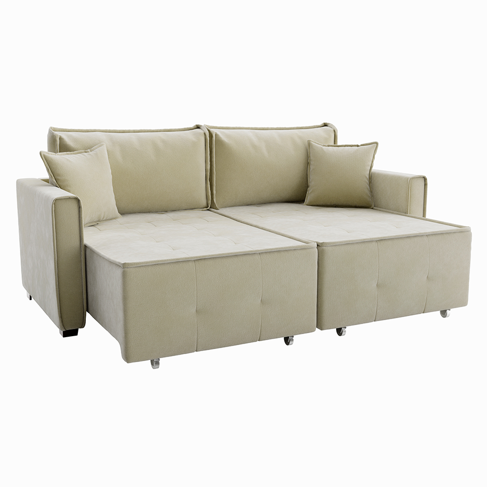 Sofá-Cama Casal 3 Lugares Onix Veludo Capuccino 220 cm