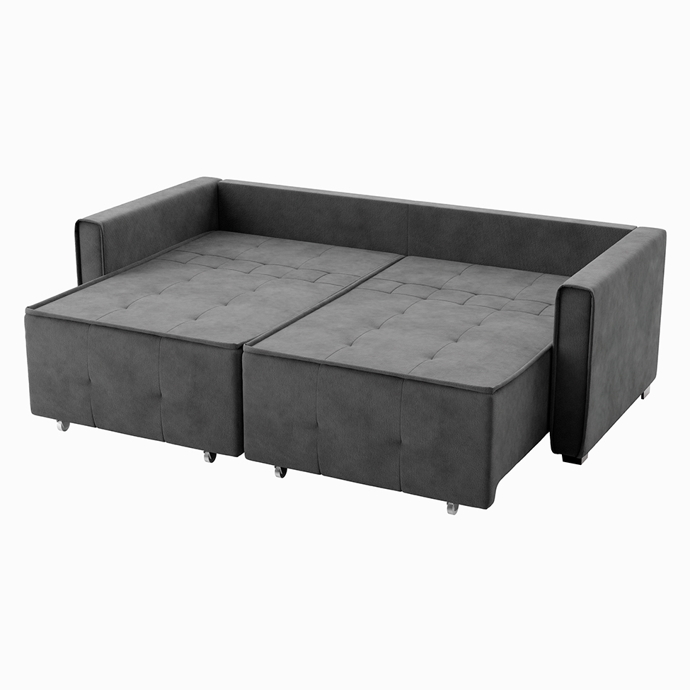 Sofá-Cama Casal 3 Lugares Onix Veludo Grafite 220 cm