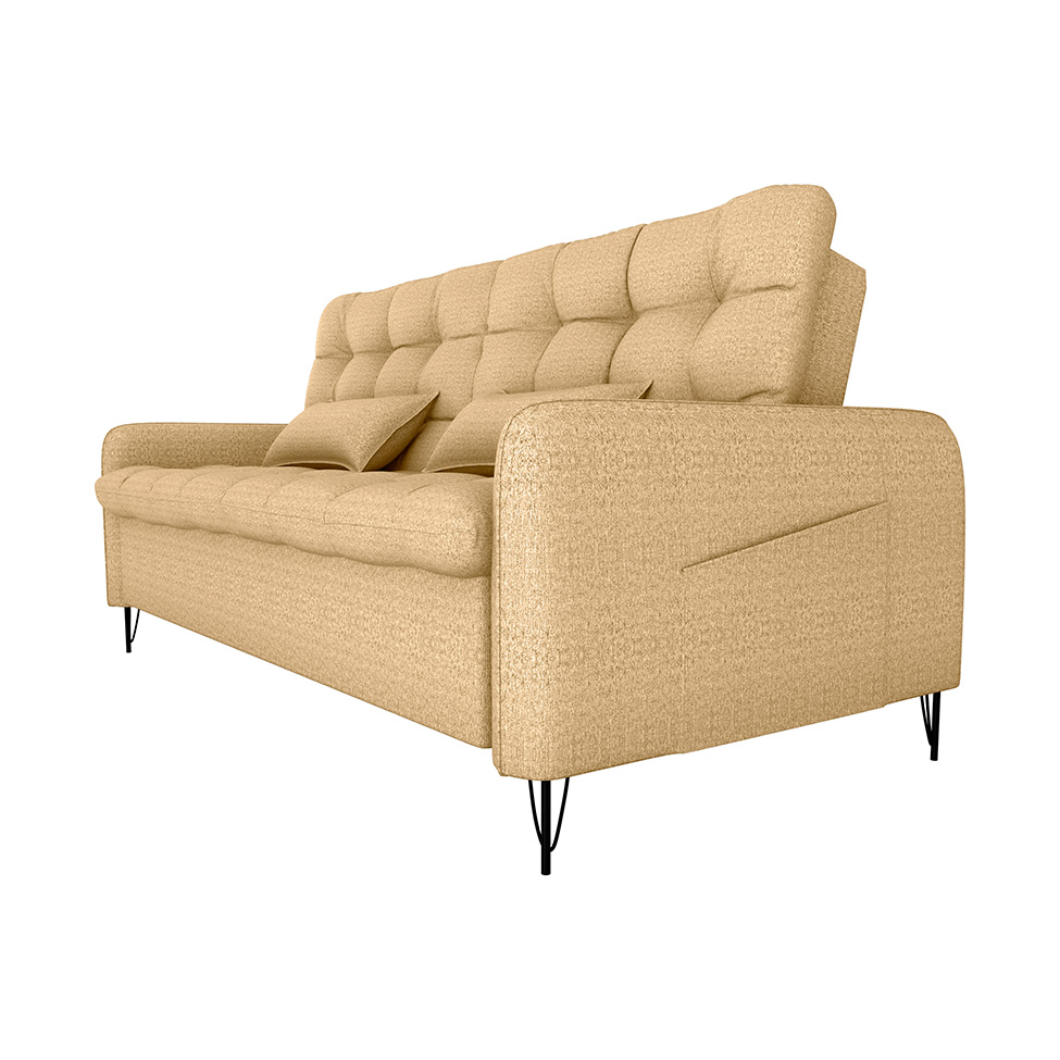 Sofá-Cama Casal 3 Lugares Pillar Linho Areia