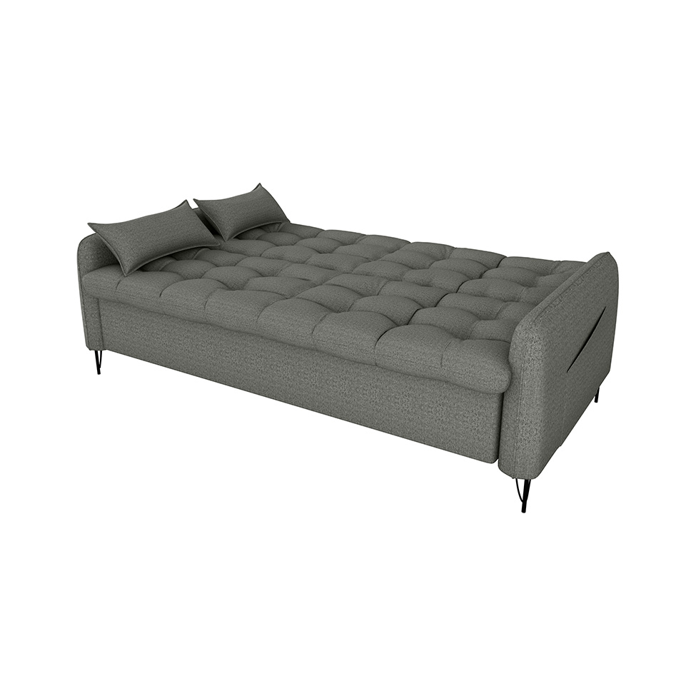 Sofá-Cama Casal 3 Lugares Pillar Linho Chumbo