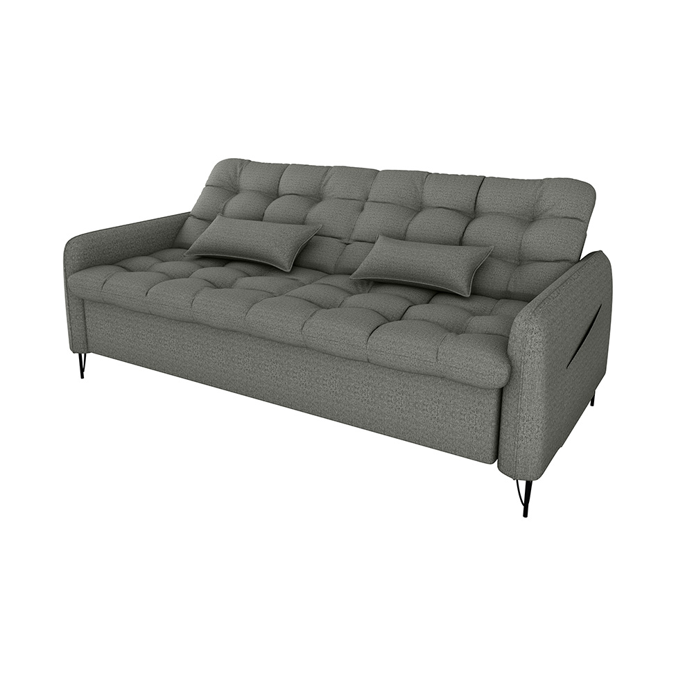 Sofá-Cama Casal 3 Lugares Pillar Linho Chumbo
