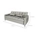 Sofá-Cama Casal 3 Lugares Pillar Linho Cinza