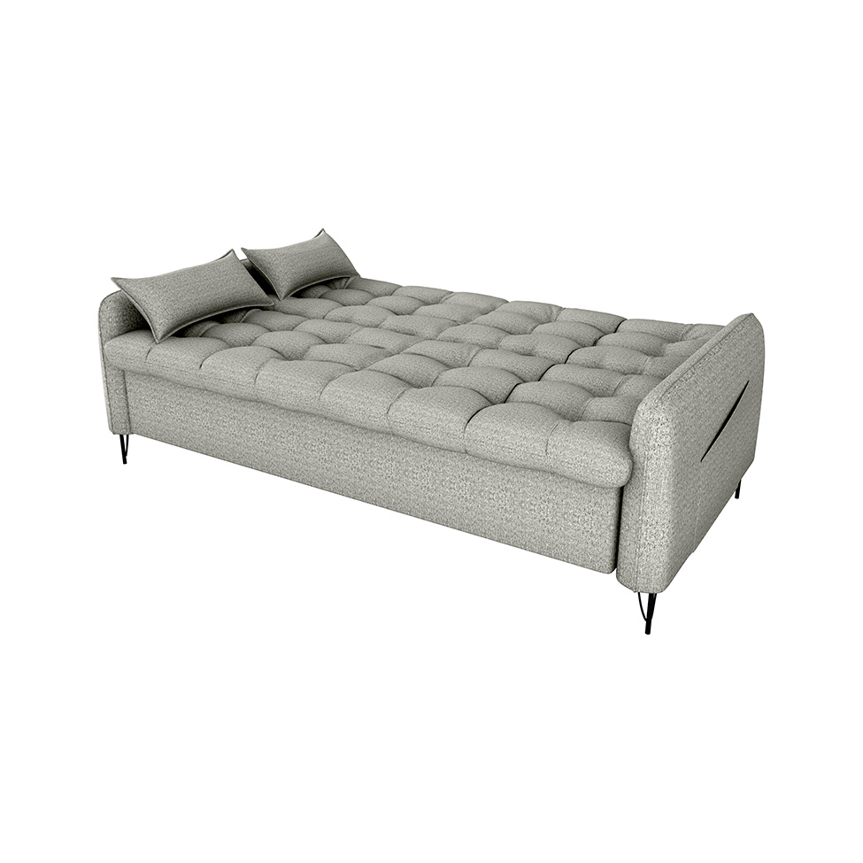 Sofá-Cama Casal 3 Lugares Pillar Linho Cinza