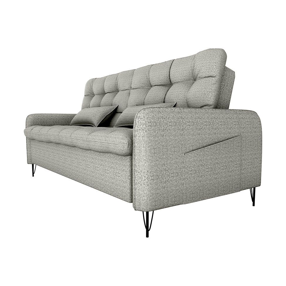Sofá-Cama Casal 3 Lugares Pillar Linho Cinza