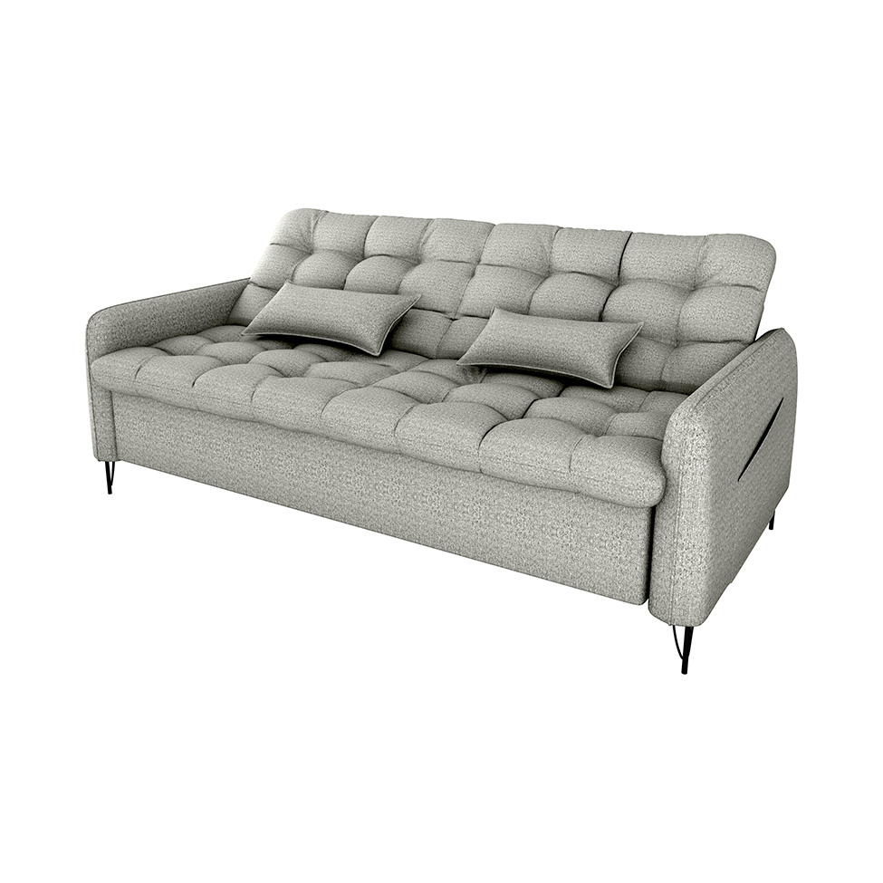 Sofá-Cama Casal 3 Lugares Pillar Linho Cinza