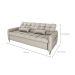 Sofá-Cama Casal 3 Lugares Pillar Linho Cinza Claro