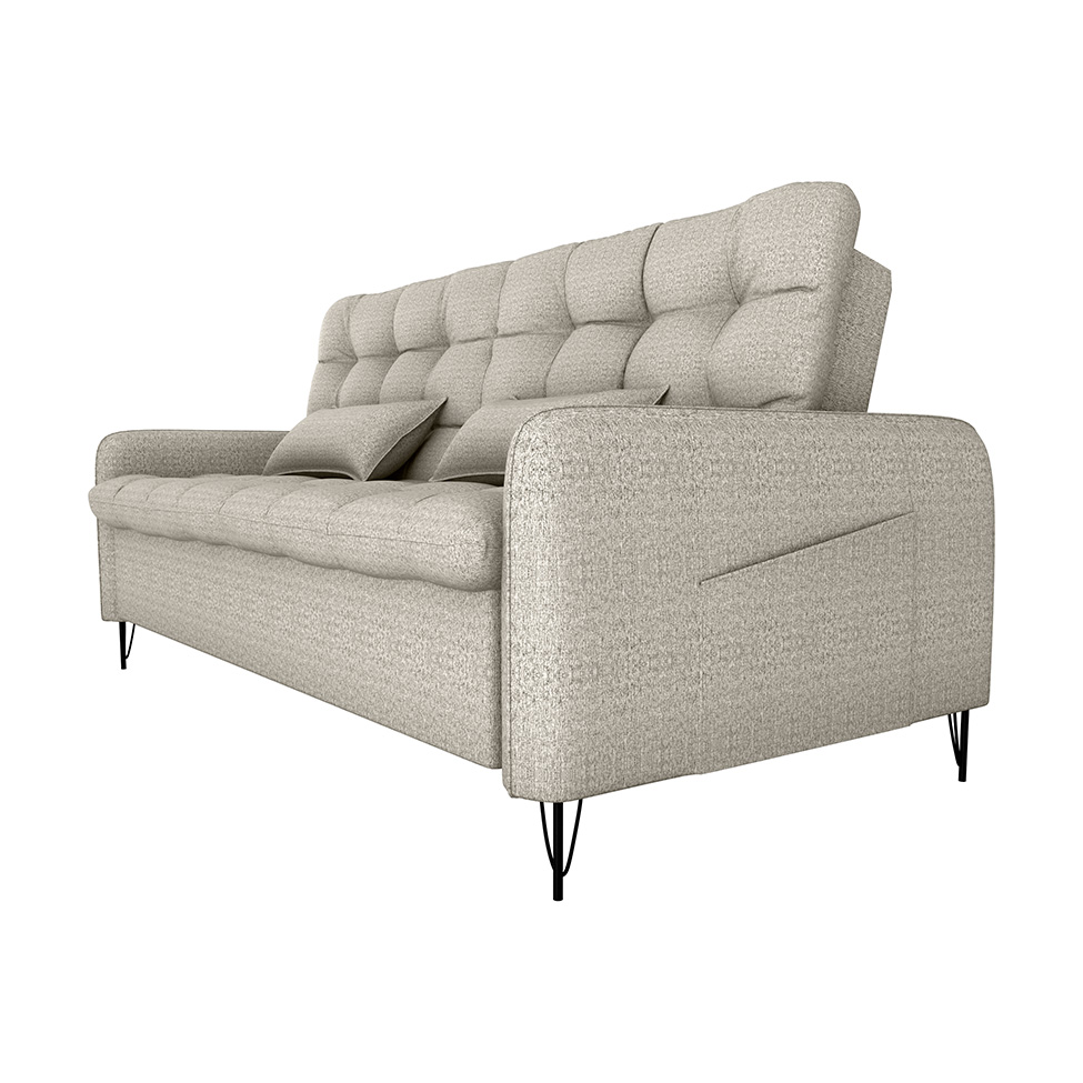 Sofá-Cama Casal 3 Lugares Pillar Linho Cinza Claro