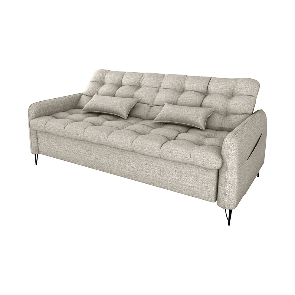 Sofá-Cama Casal 3 Lugares Pillar Linho Cinza Claro