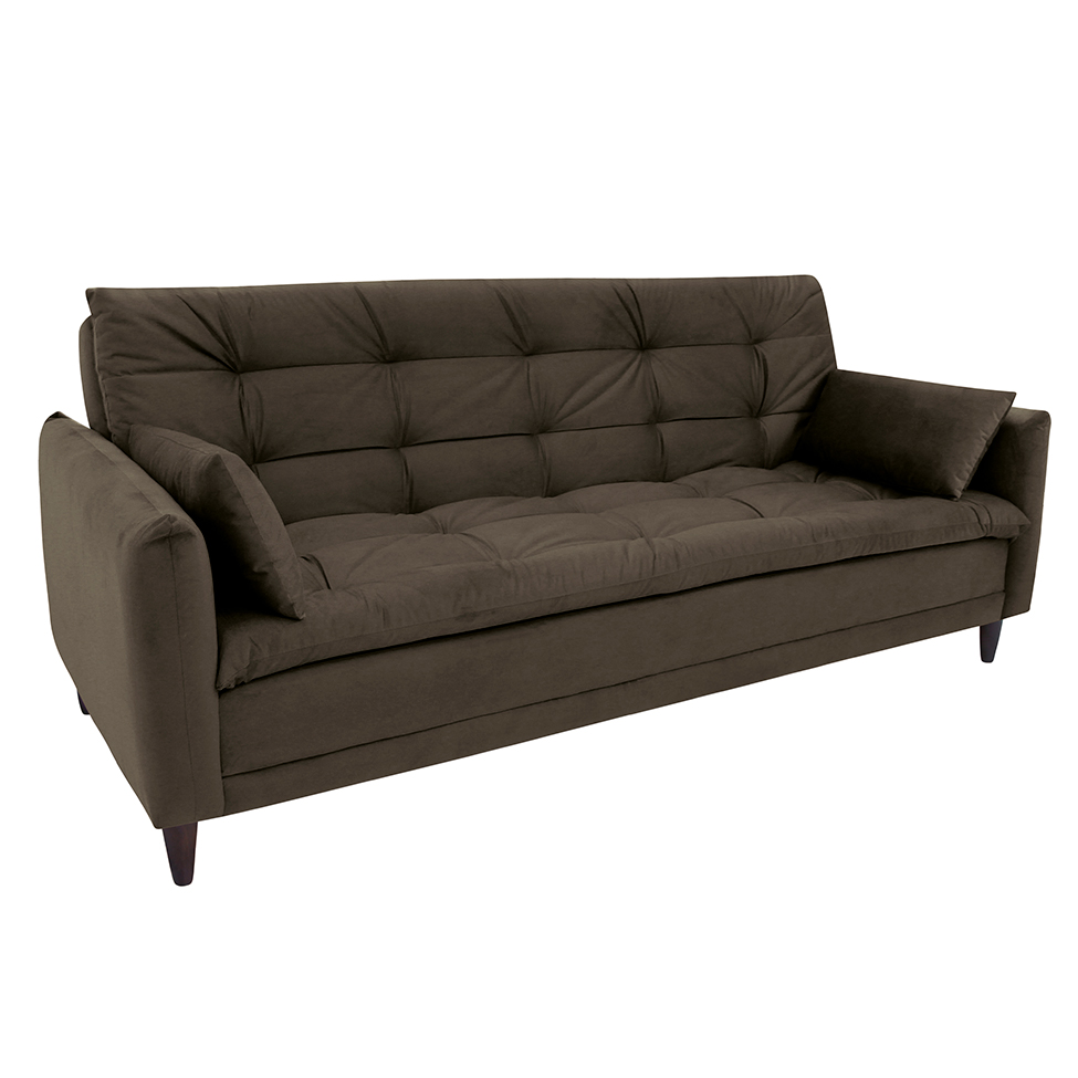 Sofá-Cama Casal 3 Lugares Sofia Suede Marrom