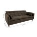 Sofá-Cama Casal 3 Lugares Sofia Suede Marrom