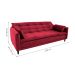 Sofá-Cama Casal 3 Lugares Sofia Suede Vermelho