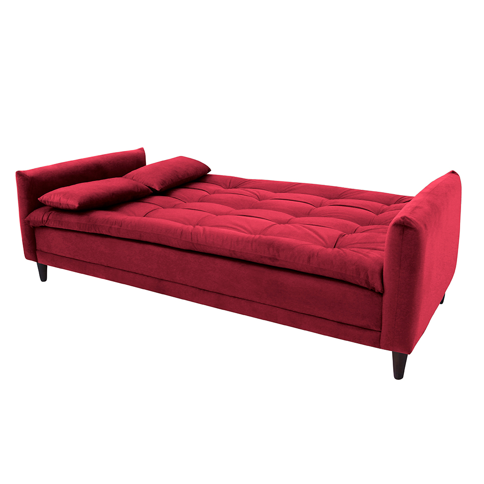 Sofá-Cama Casal 3 Lugares Sofia Suede Vermelho