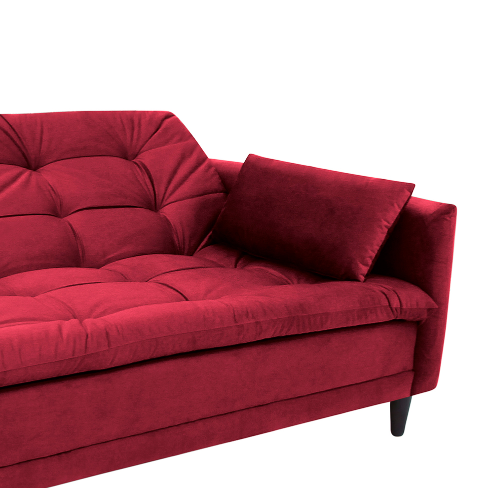 Sofá-Cama Casal 3 Lugares Sofia Suede Vermelho