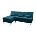 Sofá-Cama Casal 3 Lugares com Chaise Nice Suede Azul Petróleo