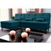 Sofá-Cama Casal 3 Lugares com Chaise Nice Suede Azul Petróleo