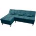 Sofá-Cama Casal 3 Lugares com Chaise Nice Suede Azul Petróleo