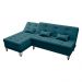 Sofá-Cama Casal 3 Lugares com Chaise Nice Suede Azul Petróleo