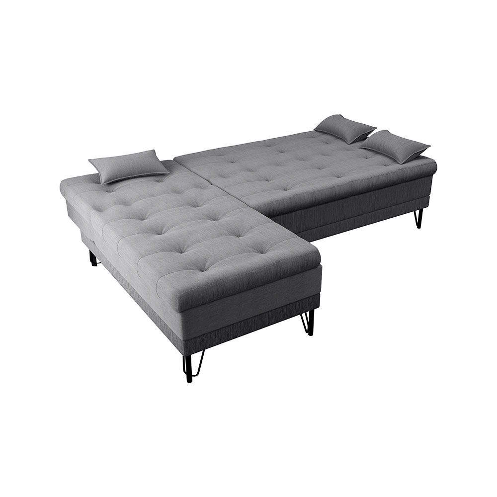 Sofá-Cama Casal 3 Lugares com Chaise Nice Suede Cinza
