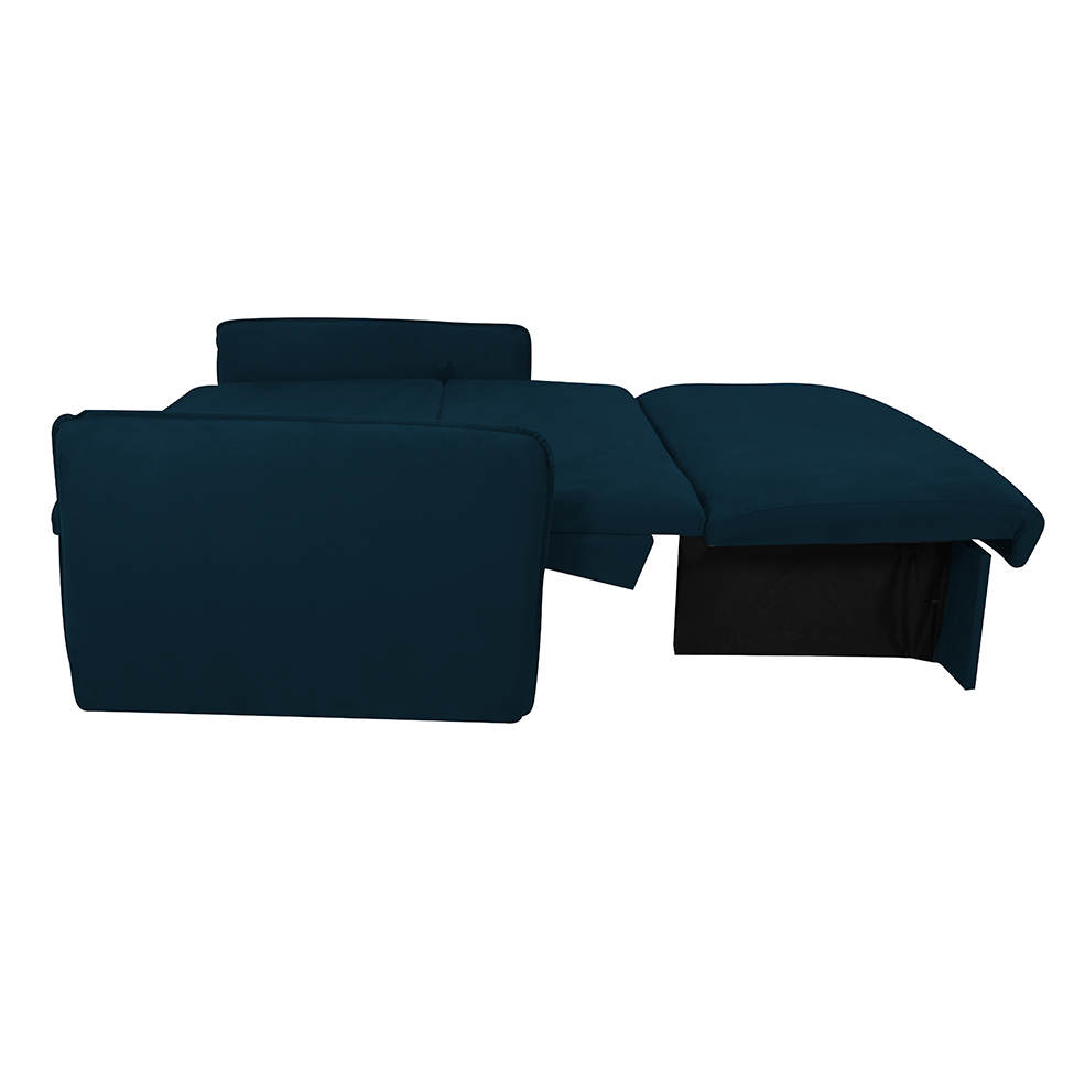 Sofá-Cama Casal com Baú 2 Lugares Zaia Suede Azul