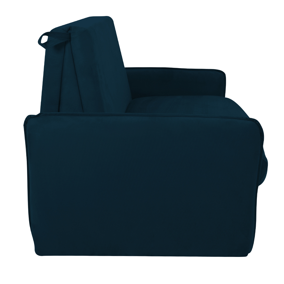 Sofá-Cama Casal com Baú 2 Lugares Zaia Suede Azul