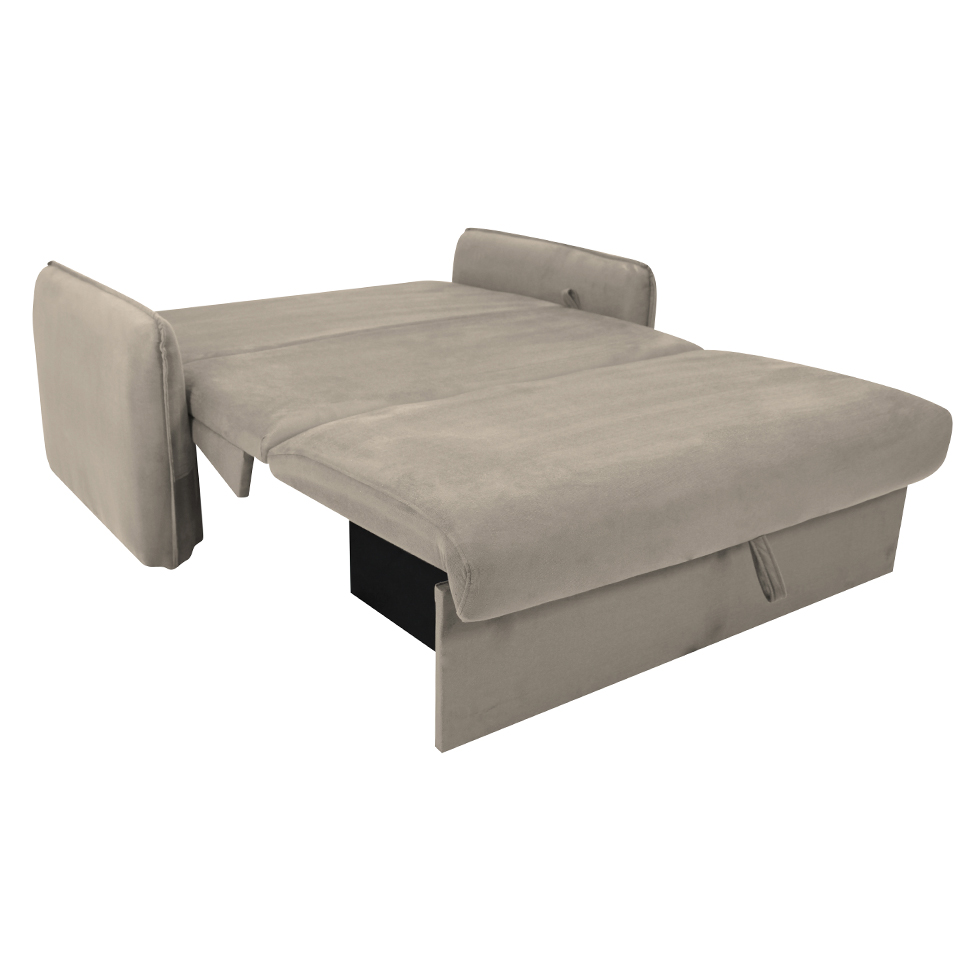Sofá-Cama Casal com Baú 2 Lugares Zaia Suede Bege