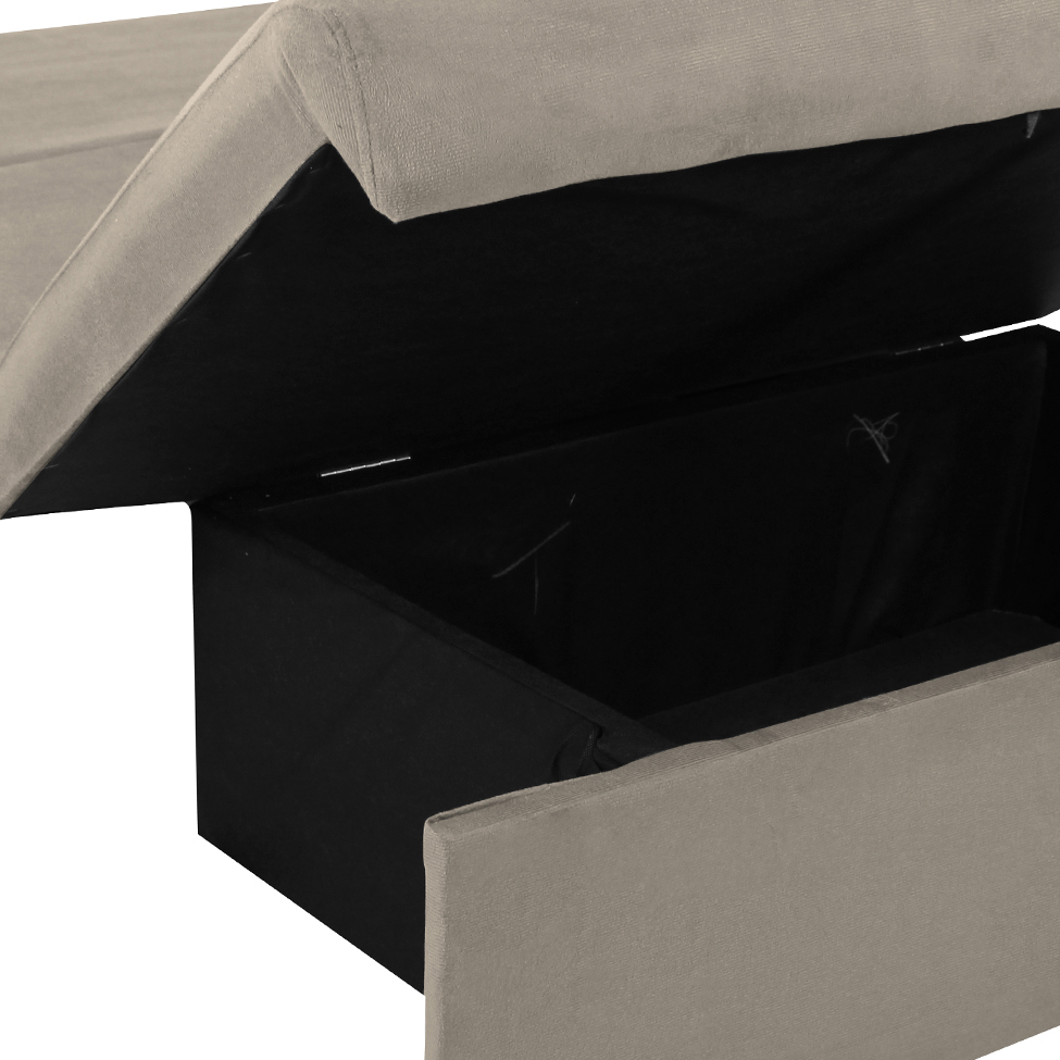 Sofá-Cama Casal com Baú 2 Lugares Zaia Suede Bege