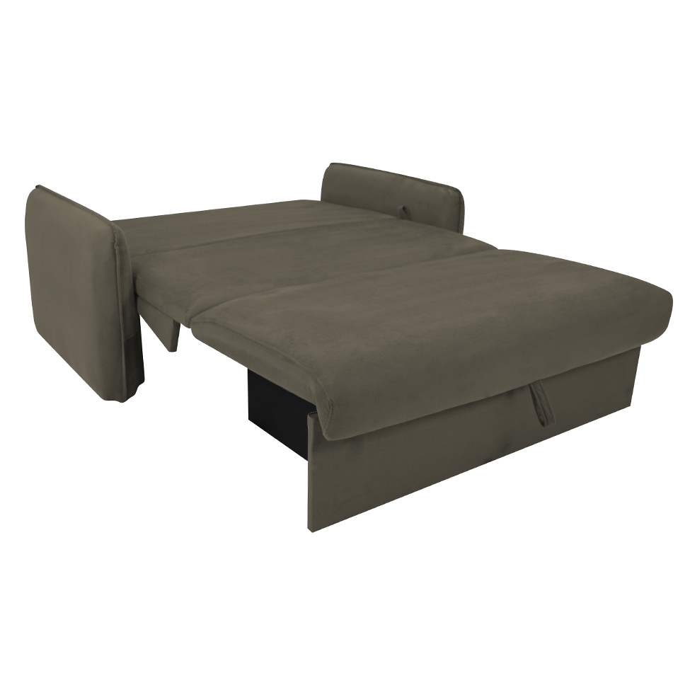 Sofá-Cama Casal com Baú 2 Lugares Zaia Suede Capuccino