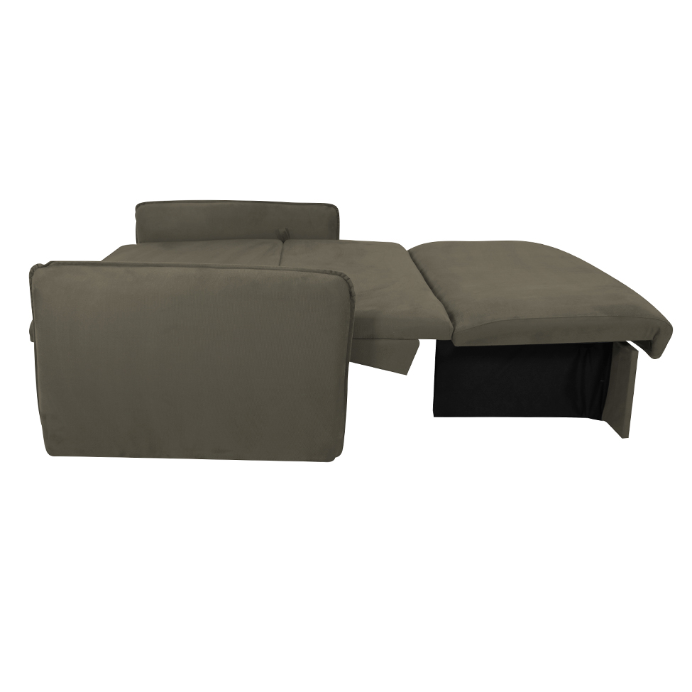 Sofá-Cama Casal com Baú 2 Lugares Zaia Suede Capuccino