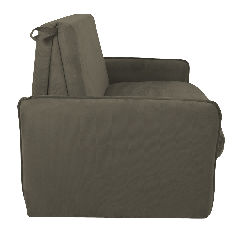 Sofá-Cama Casal com Baú 2 Lugares Zaia Suede Capuccino