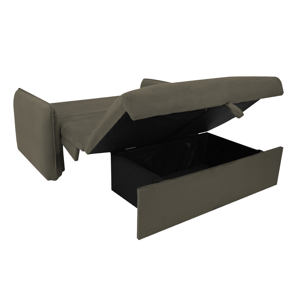 Sofá-Cama Casal com Baú 2 Lugares Zaia Suede Capuccino