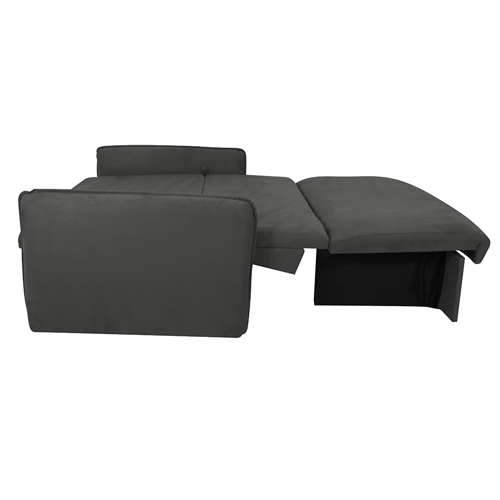Sofá-Cama Casal com Baú 2 Lugares Zaia Suede Cinza
