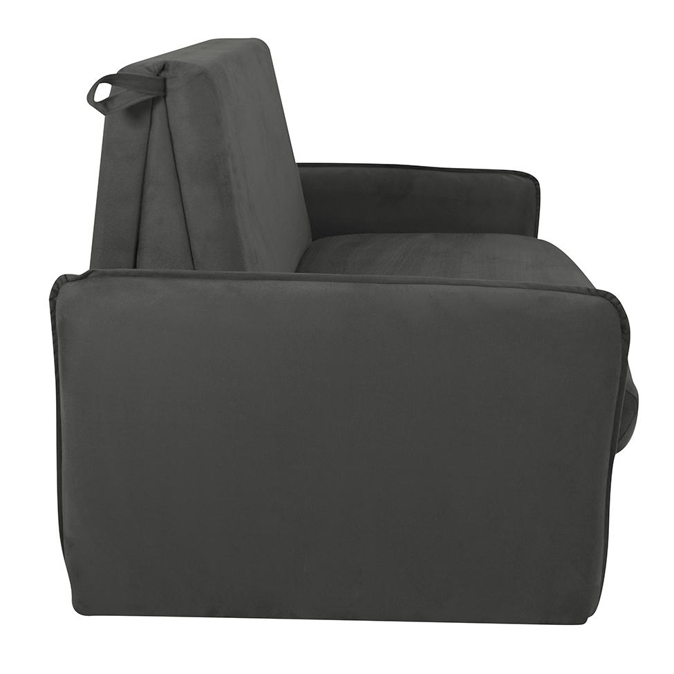 Sofá-Cama Casal com Baú 2 Lugares Zaia Suede Cinza