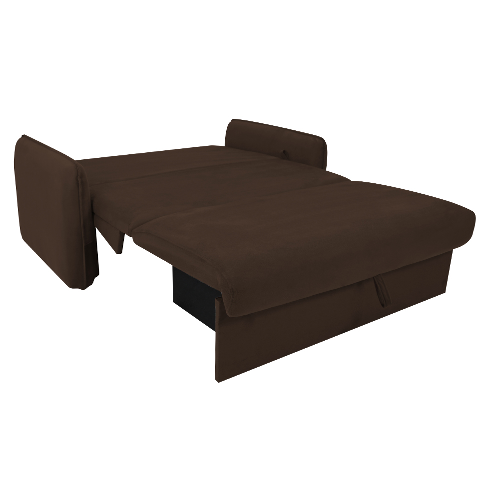 Sofá-Cama Casal com Baú 2 Lugares Zaia Suede Marrom