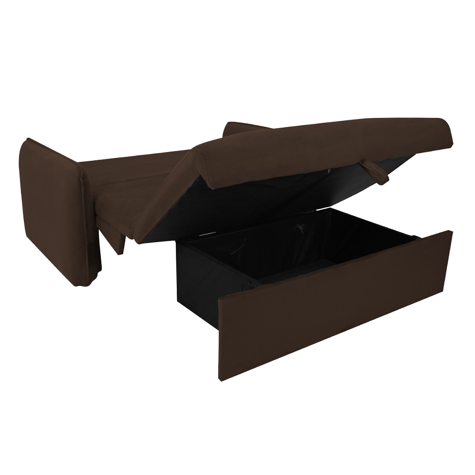 Sofá-Cama Casal com Baú 2 Lugares Zaia Suede Marrom