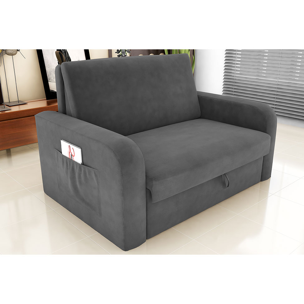 Sofá-Cama Daiane Veludo Light Cinza