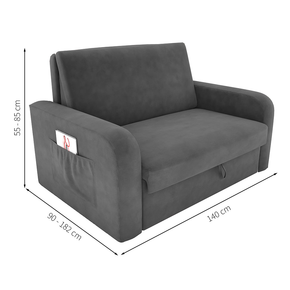 Sofá-Cama Daiane Veludo Light Cinza