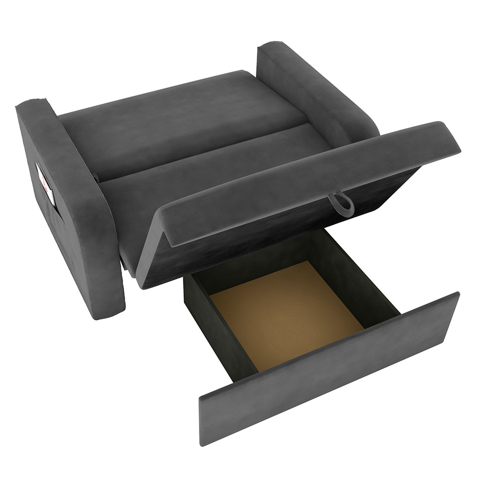 Sofá-Cama Daiane Veludo Light Cinza
