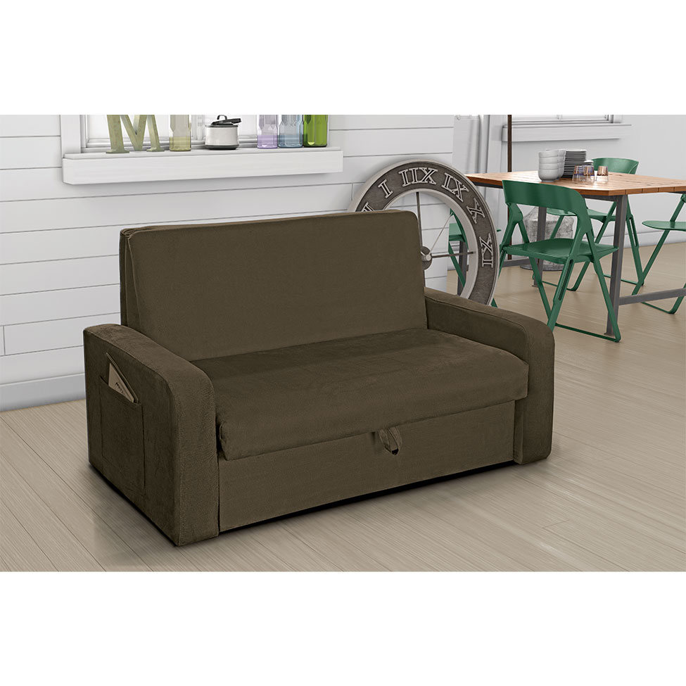 Sofá-Cama Daiane Veludo Light Marrom