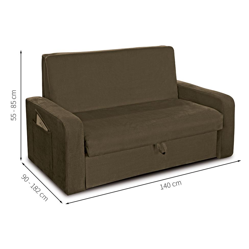 Sofá-Cama Daiane Veludo Light Marrom