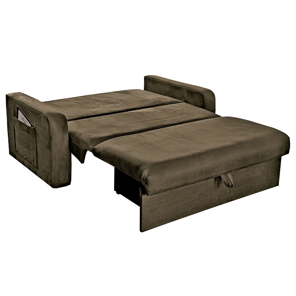 Sofá-Cama Daiane Veludo Light Marrom