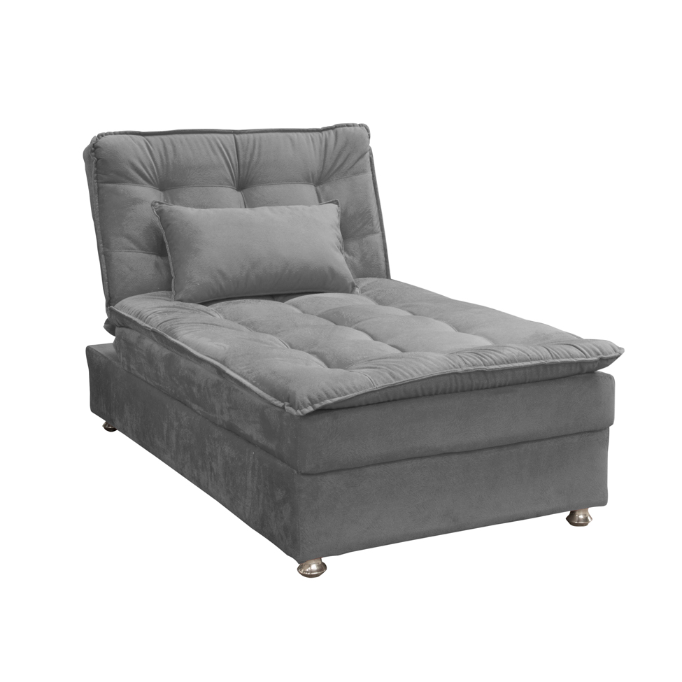 Sofá-Cama Solteiro  Penélope Veludo Cinza