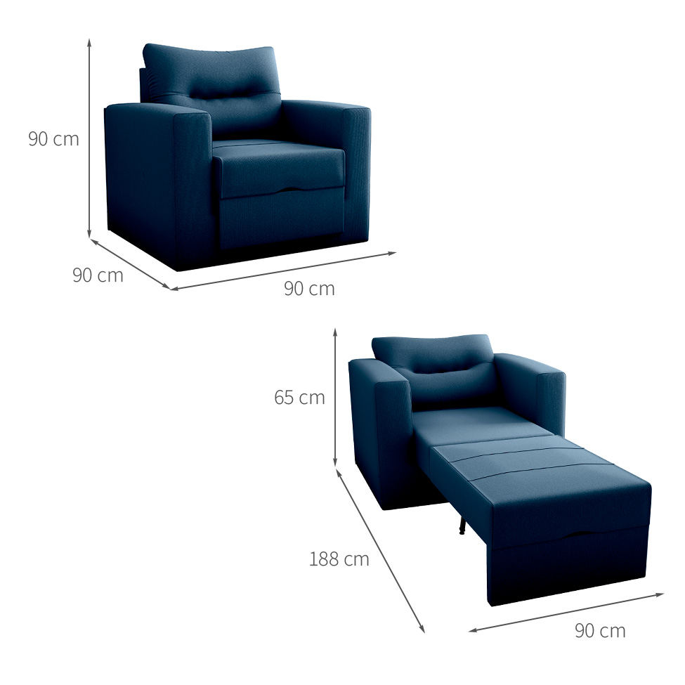 Sofá-Cama Solteiro Marisol Suede Azul